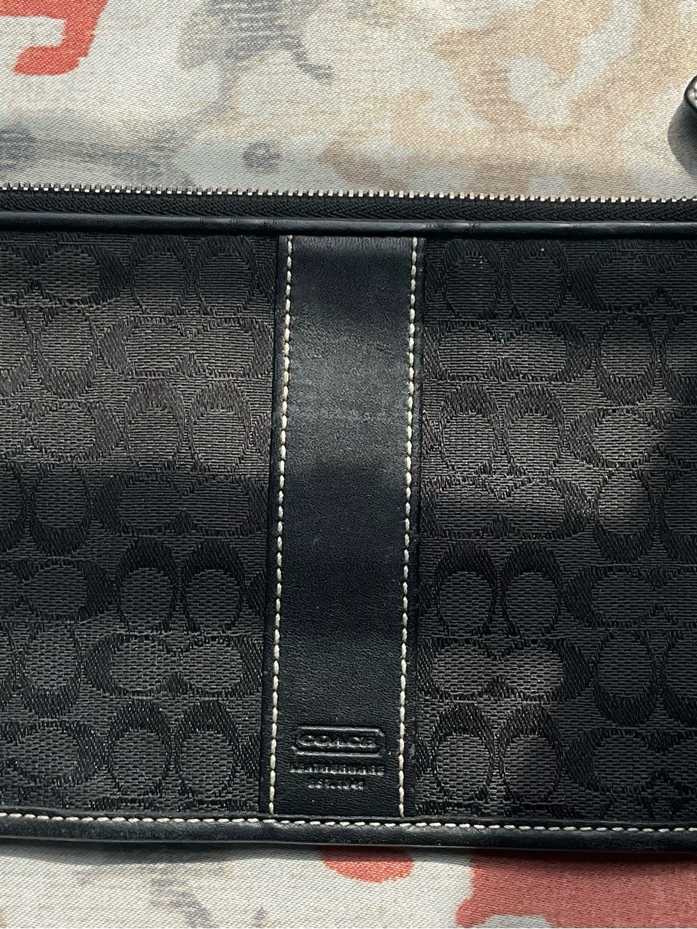 Coach Slim Envelope Pouch Wallet in black signature jacquard